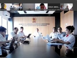 KONI Pusat ketika pertemuan virtual dengan beberapa KONI daerah