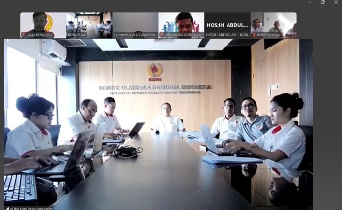 KONI Pusat ketika pertemuan virtual dengan beberapa KONI daerah