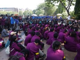 Demo mahasiswa Semarang. (Foto : Dok DPRD Jateng)