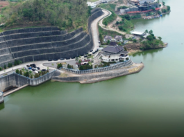 Kawasan bendungan air di Waduk Jatibarang K