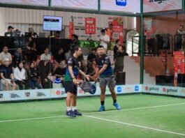 Dua atlet padel Jateng ketika bersaing di Sirnas Padel 2025 seri Surabaya