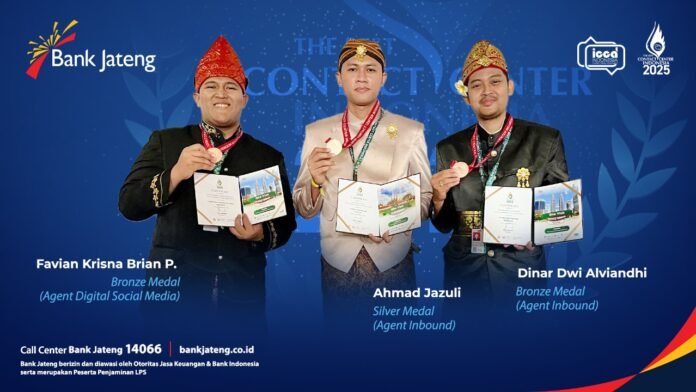 Ajang bergengsi The Best Contact Center Indonesia (TBCCI) 2025 yang diselenggarakan oleh Indonesia Contact Center Association (ICCA di di Balai Sarbini Jakarta pada Kamis, (25/9/2025). (Foto : Dok Bank Jateng)