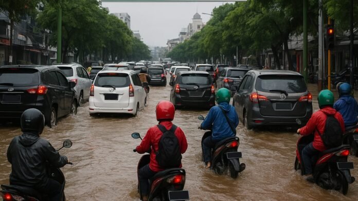 Banjir Kemacetan yang menyebabkan banjir. (Foto : Dok Honda)