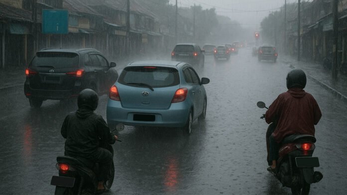 Situasi Ketika Hujan Deras. (Foto : Dok Honda)