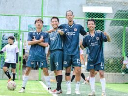 Kebonharjo Kabupaten Kendal berhasil menjadi juara umum dalam gelaran Potensi Mini Soccer Cup 2025 yang berlangsung di Green Mini Soccer belum lama ini, Senin (1/12/2025). (Foto : Arif)