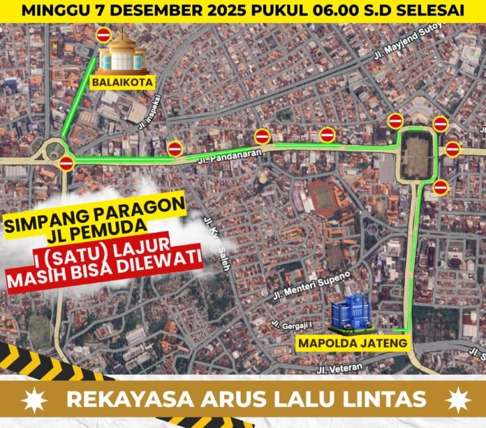 Rekayasa lalu lintas di sejumlah jalan utama Kota Semarang. (Foto : Dok Pemkot Semarang)