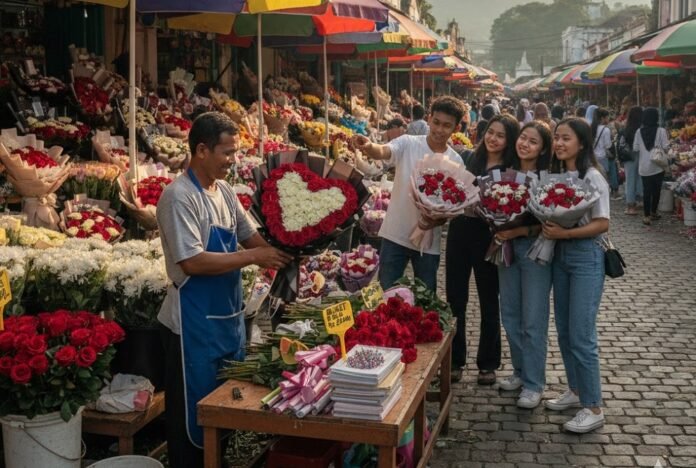 Ilustrasi Penjual Bunga Kalisari Semarang