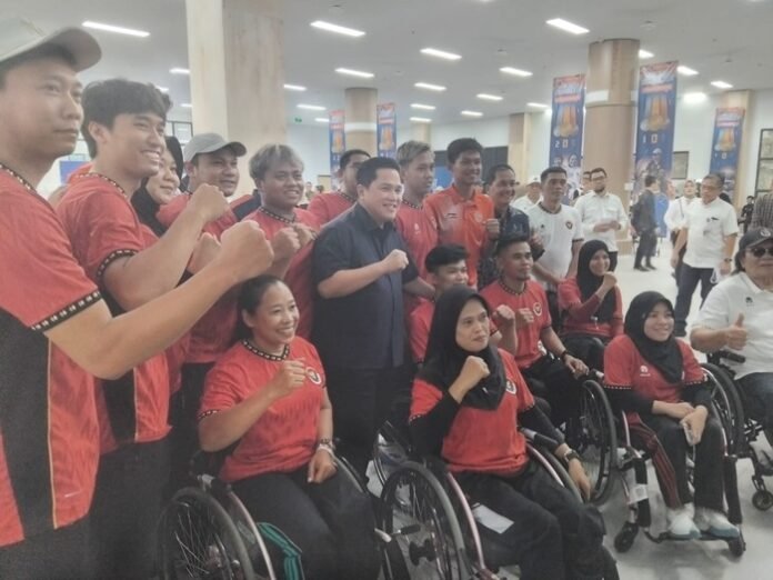 Menpora Erick Thohir melakukan kunjungan ke Pelatnas Asian Para Games Nagoya 2026 di Wisma Paralympic Training di Delingan, Kabupaten Karanganyar