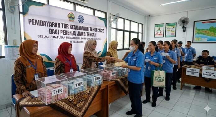 Ilustrasi pembayaran THR buruh Jawa Tengah di lebaran.