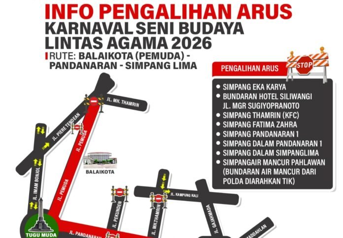 Info pengalihan lalu lintas karanaval seni budaya di Semarang. (Foto : Dok Pemkot Semarang)