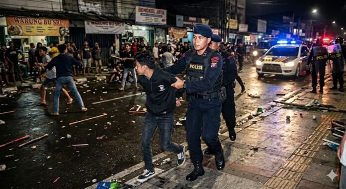 Ilustrasi penangkapan pelaku tawuran. (Foto : AI)