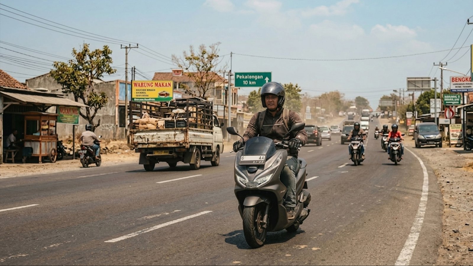 Berkendara Saat Terik Matahari Tips berkendara aman saat cuaca panas terik. (Foto : Dok Honda)
