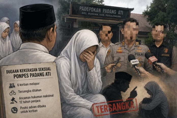Ilustrasi kasus kekerasan seksual terhadap santri di Pekalongan. (Foto:AI)