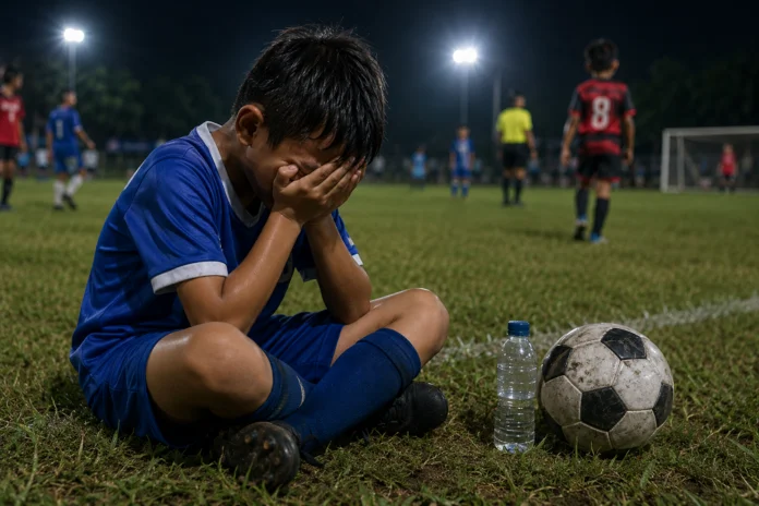 Iluatrasi gambar peserta sepakbola menangis