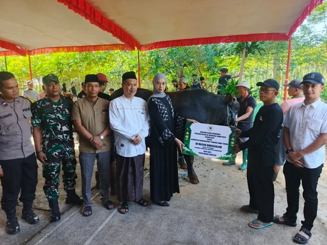Sapi bantuan presiden diserahkan Kabag Kesra Ali Qodri, Plt Dispertan PP Feriana Dwi Kurniawati ke Takmir Masjid Baasbussalam Dusun Salam, Desa Ngunut Kecamatan Jumantono. Sapi bantuan presiden diserahkan Kabag Kesra Ali Qodri, Plt Dispertan PP Feriana Dwi Kurniawati ke Takmir Masjid Baasbussalam Dusun Salam, Desa Ngunut Kecamatan Jumantono.