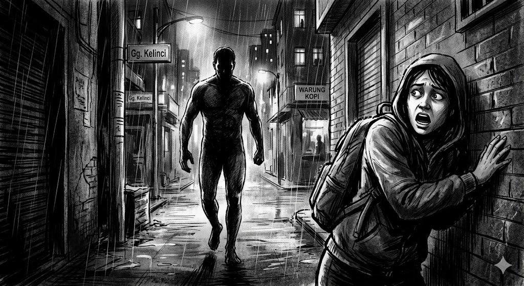 TEROR Ilustrasi teror pria tanpa busana. (Foto : Dok AI)
