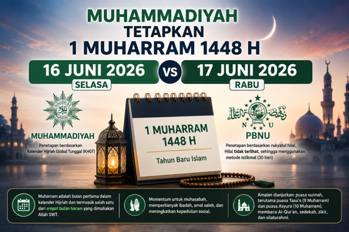 Ilustrasi perbedaan penetapan 1 Muharram 1448 H