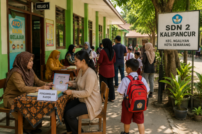 Pengambilan raport SD Kalipancur Ngaliyan Semarang