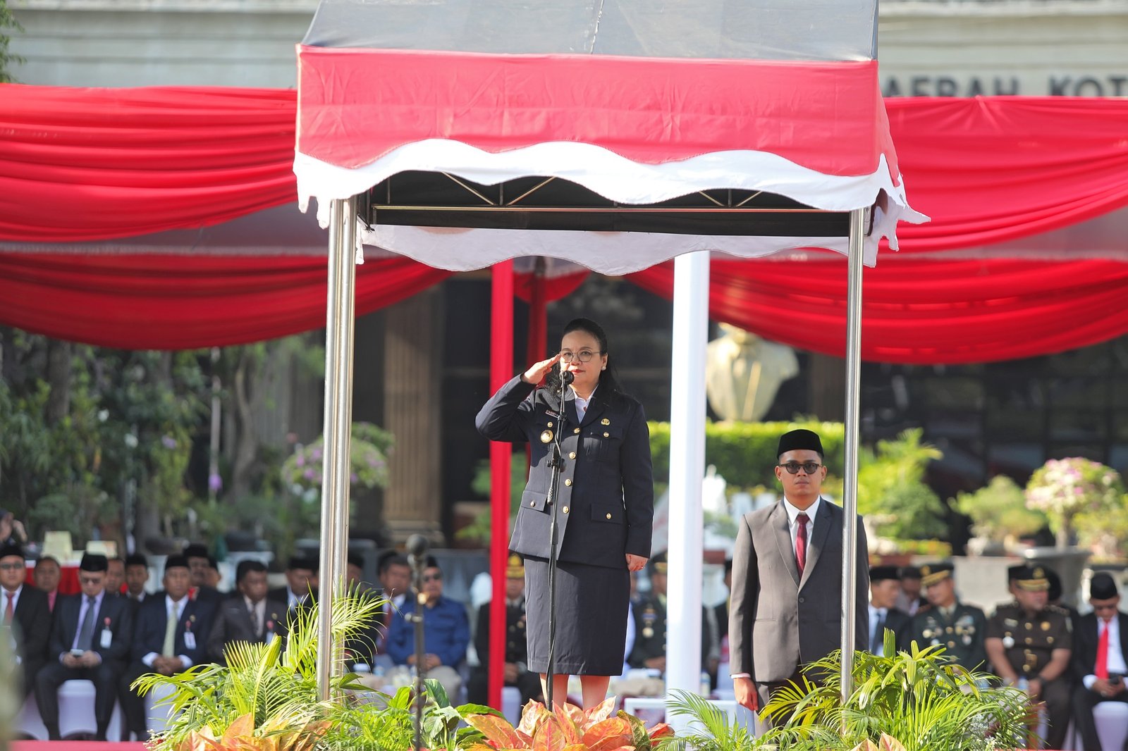 Agustina Wali Kota Semarang Agustina Wilujeng saat memimpin Upacara Peringatan Hari Lahir Pancasila Tahun 2026 di halaman Balaikota Semarang, Senin (1/6/2026). (Foto : Dok Pemkot Semarang)