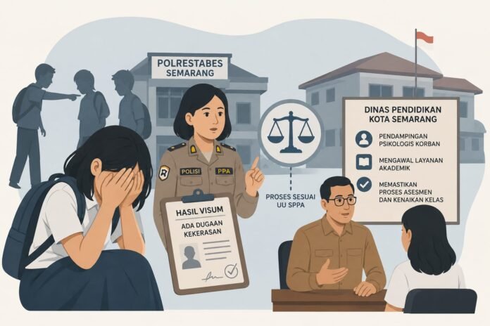 Kasus dugaan kekerasan di salah satu SMP di Kota Semarang. (Foto:AI)