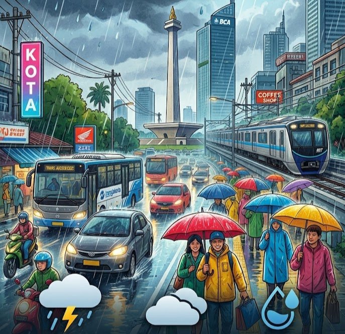 CUACA DKI Ilustrasi cuaca DKI Jakarta. (Foto : AI)