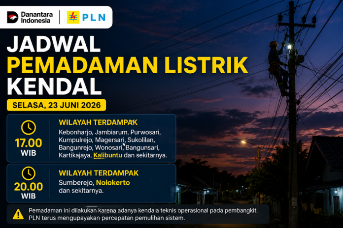 PLN umumkan jadwal pemadaman listrik Kendal malam ini