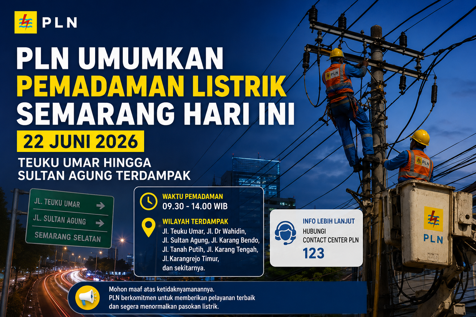 Pemadaman Semarang Pemadaman Listrik Semarang hari ini