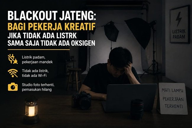 Ketakutan pekerja kreatif tidak ada listrik sama saja tidak ada oksigen.(Foto: AI) Ketakutan pekerja kreatif tidak ada listrik sama saja tidak ada oksigen.(Foto: AI)