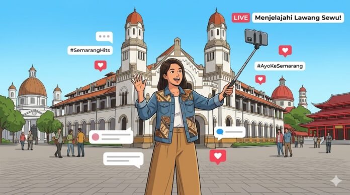 Ilustrasi influencer pariwisata. (Foto : Dok AI)