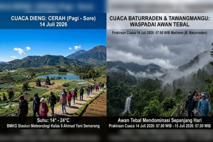 Cuaca wisata Jawa Tengah besok 14 Juli 2026. (Foto : AI)