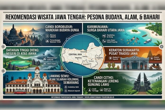 Rekomendasi wisata Jawa Tengah. (Foto : AI)