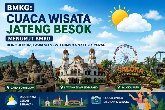 Ilustrasi prakiraan cuaca wisata sejarah dan kota di Jateng.