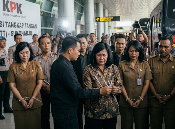 Ilustrasi Bupati Sukoharjo yang tertangkap OTT KPK (Foto:AI)