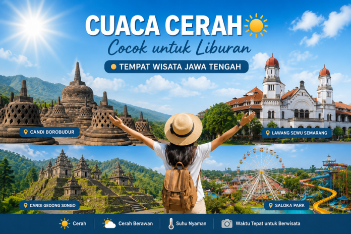 Ilustrasi prakiraan cuaca tempat wisata Jateng besok