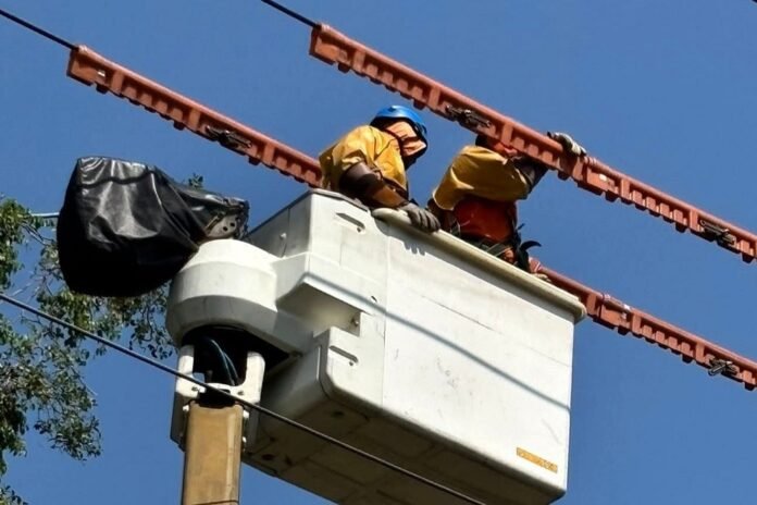 Petugas PLN Salatiga saat menjaga keandalan listrik.