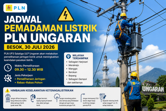 Ilustrasi pemadaman listrik di Ungaran besok, Kamis 30 Juli 202
