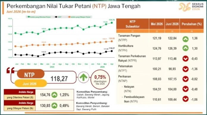 Grafik peningkatan NTP di Jawa Tengah (Foto:ist)