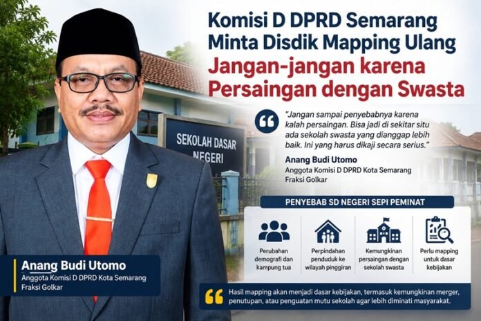 Ilustrasi anggota Komisi D DPRD Kota Semarang, Anang Budi Utomo minta Dinas Pendidikan (Disdik) petakan penyebab SD Negeri sepi peminat. (Foto: AI)