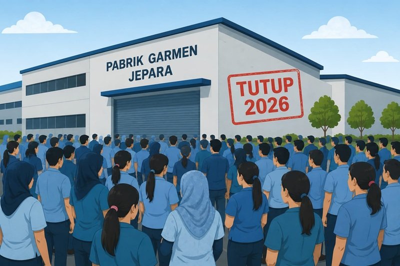 Ilustrasi pabrik garmen di Jepara tutup Ilustrasi pabrik garmen di Jepara tutup.