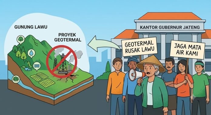 Ilustrasi warga Gunung Lawu tolak proyek geotermal.