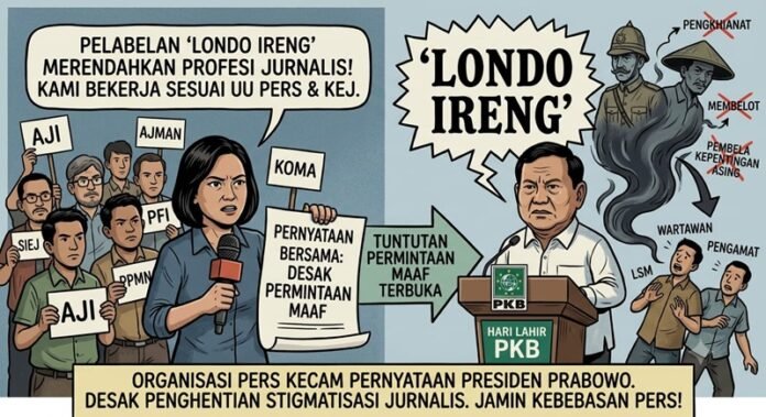 Ilustrasi desakan permintaan maaf kepada Presiden RI Prabowo Subianto yang mengatakan jurnalis 