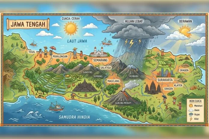 Cuaca Jawa Tengah dan Semarang Hari ini. (Foto : AI)