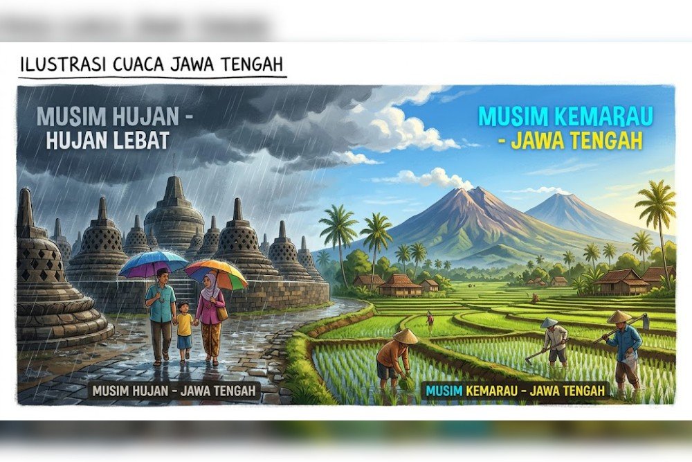 Cuaca Jateng Ilustrasi Cuaca Jawa Tengah. (Foto : AI)