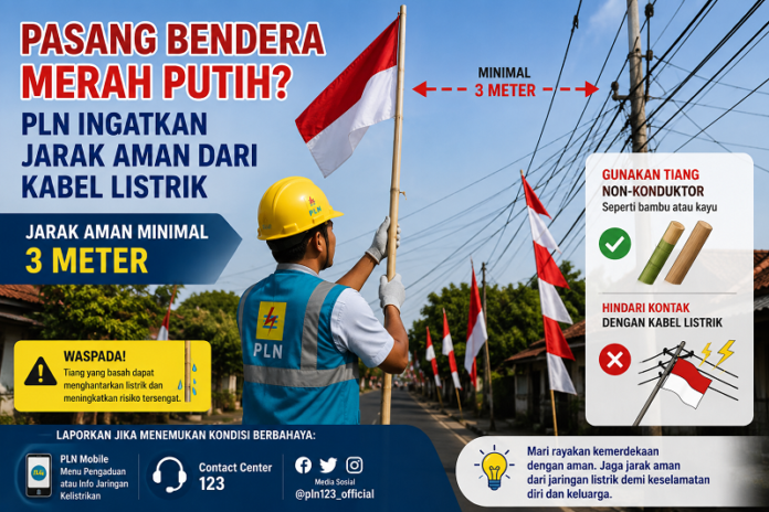 Ilustrasi PLN Jateng ingatkan pemasangan bendera dan umbul-umbul jelang perayaan HUT RI jangan dekat kabel listrik