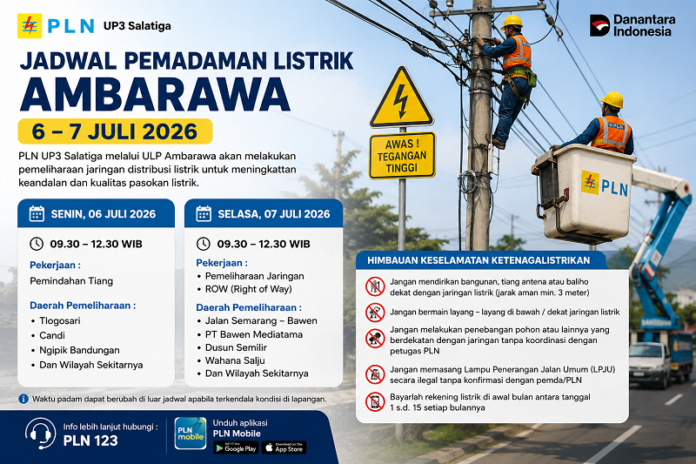 Ilustrasi jadwal pemadaman listrik Ambarawa dan Bandungan