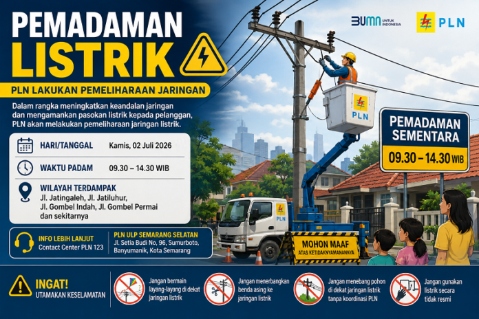 pemadaman listrik Semarang Kamis 2 Juli 2026