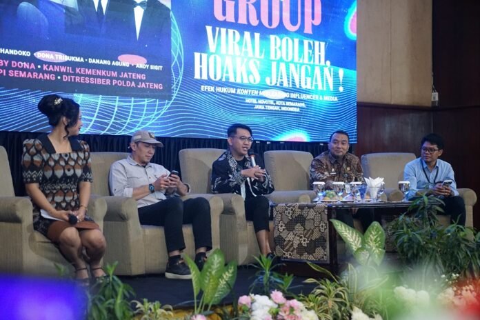 Focus Group Discussion (FGD) berjudul 'Viral Boleh Hoaks Jangan! Efek Hukum Konten Misleading Media dan Influencer', yang digelar di Semarang, Rabu 13 Agustus 2026.