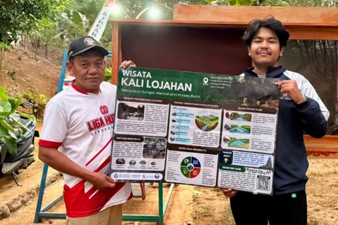 Pelaksanaan Program Kerja Multidisiplin 1 Informasi Geowisata Kawasan Wisata Kali Lojahan oleh Tim II KKN-R Universitas Diponegoro Desa Cepokokuning 2026. (Dokumentasi: Fadhel/Wisata Kali Lojahan, Desa Cepokokuning)