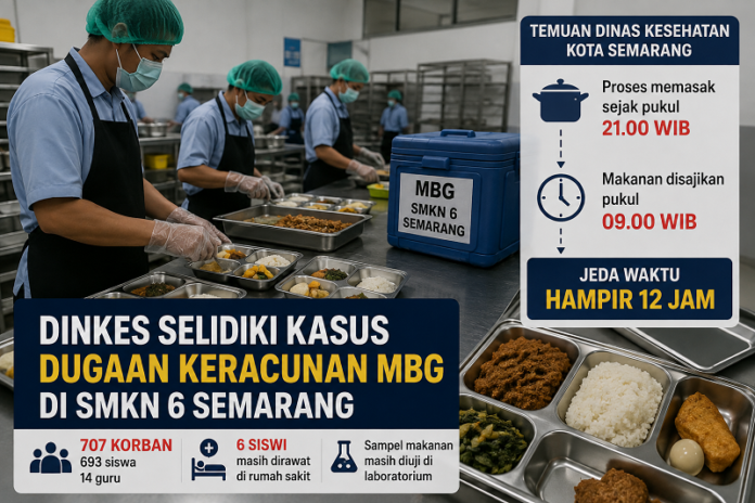 Ilustrasi proses memasak menu MBG hampir 12 jam sebelum disajikan ke siswa SMKN 6 Semarang.