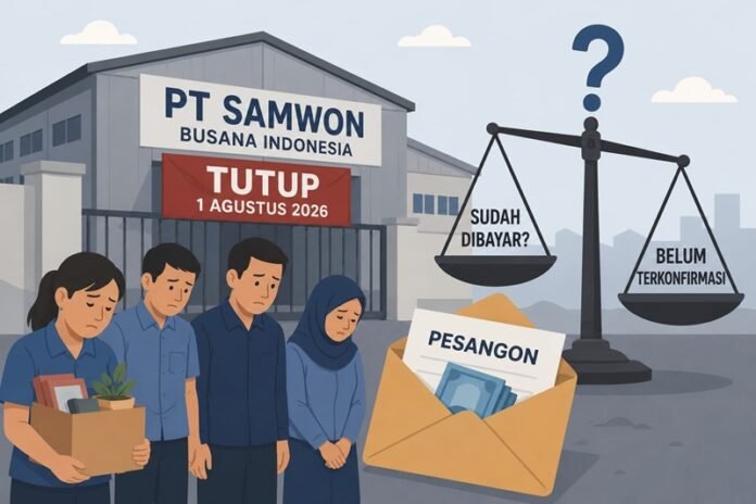 Ilustrasi penutupan PT Samwon Busana Indonesia di Kabupaten Jepara per 1 Agustus 2026